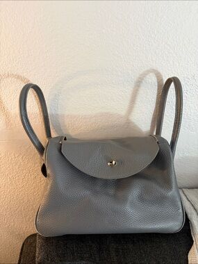 Gray Leather Shoulder Bag - Unbranded